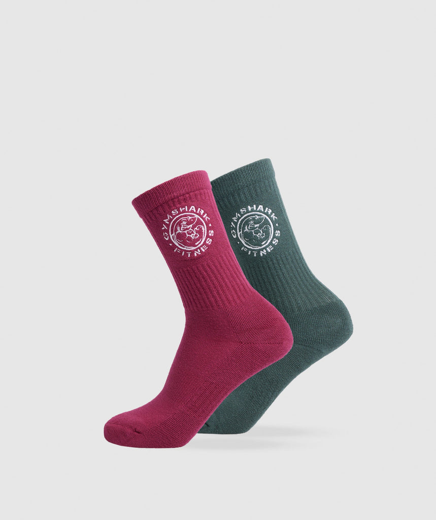 Gymshark Legacy Crew 2pk - Raspberry Pink/Fog Green 1