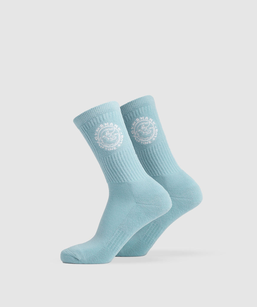 Gymshark Legacy Crew Socks 2pk - Iceberg Blue/White 1