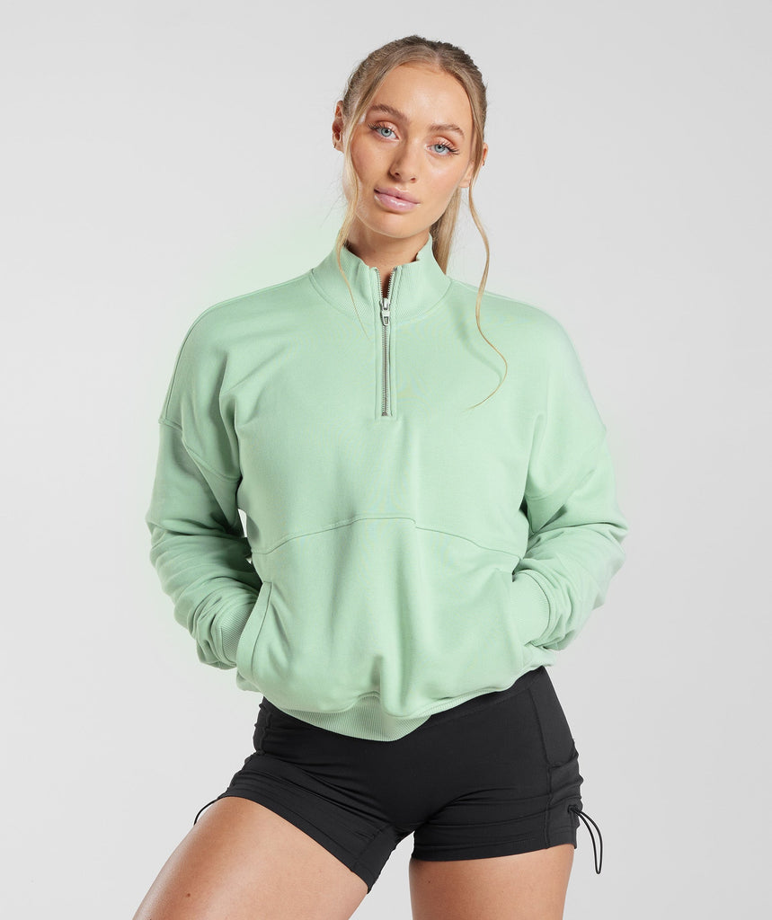 Gymshark Legacy 1/4 Zip Sweatshirt - Mist Green 1